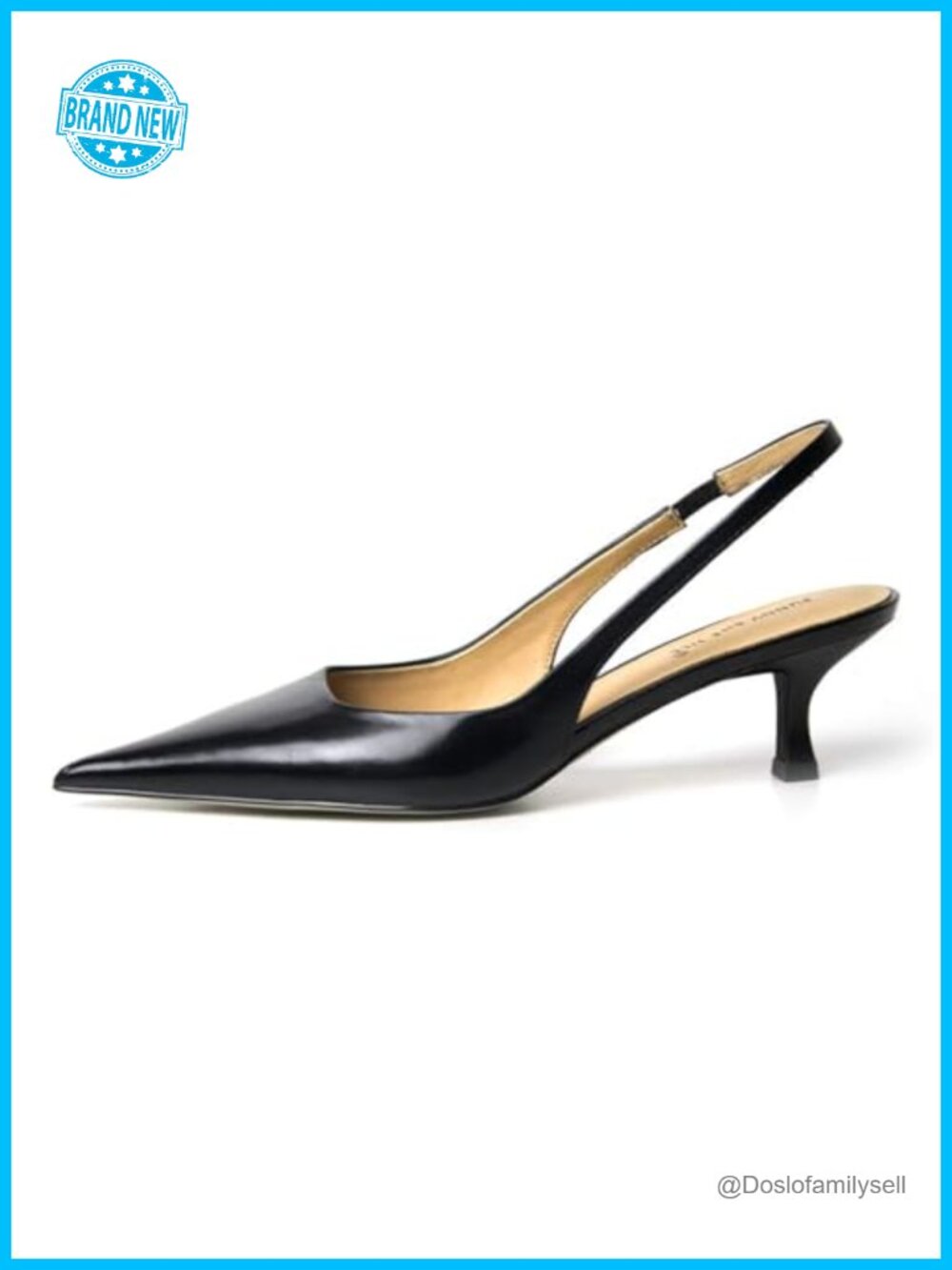 FSJ Women's Mid Kitten Heel Slingback Sandals Pointy Toe Pumps Dress Party Shoes